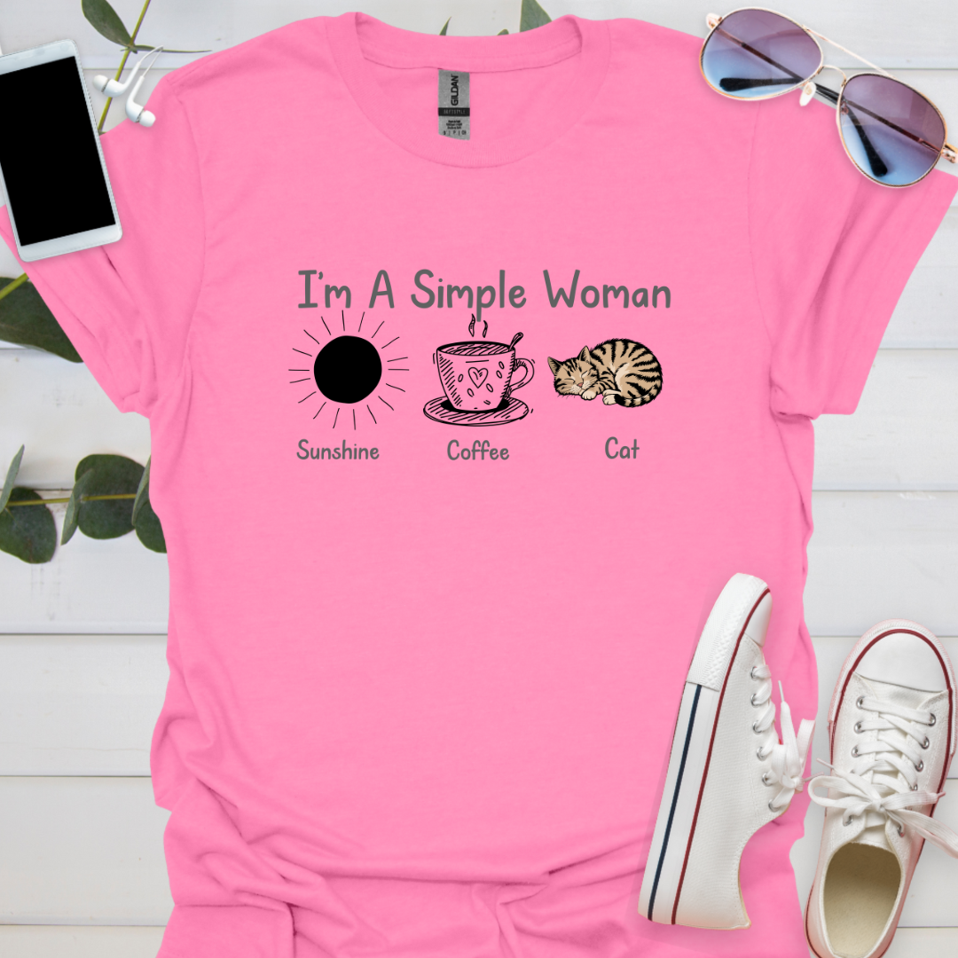 I'm a simple woman sun, coffee, cat.