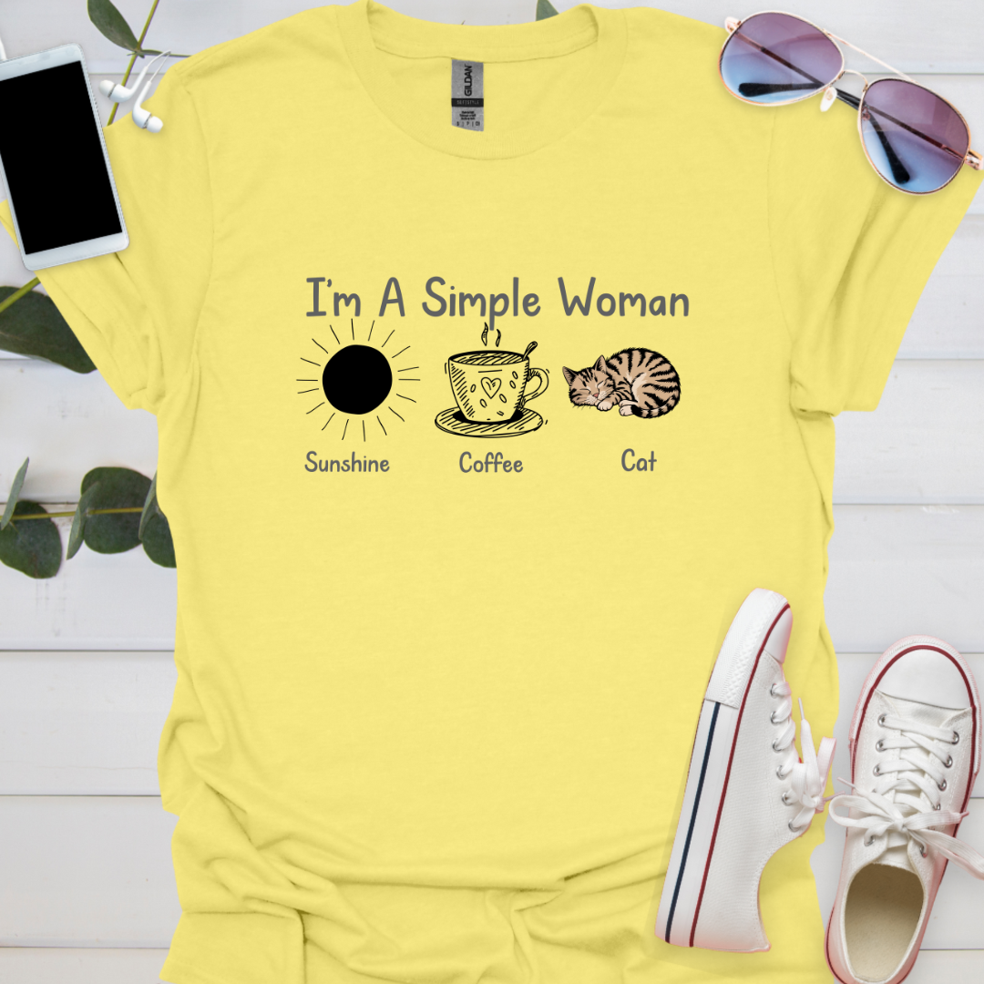 I'm a simple woman sun, coffee, cat.
