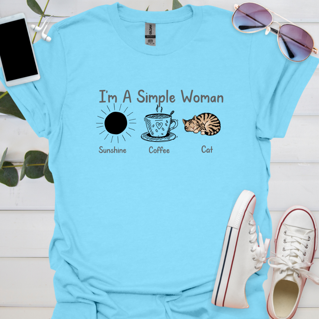 I'm a simple woman sun, coffee, cat.