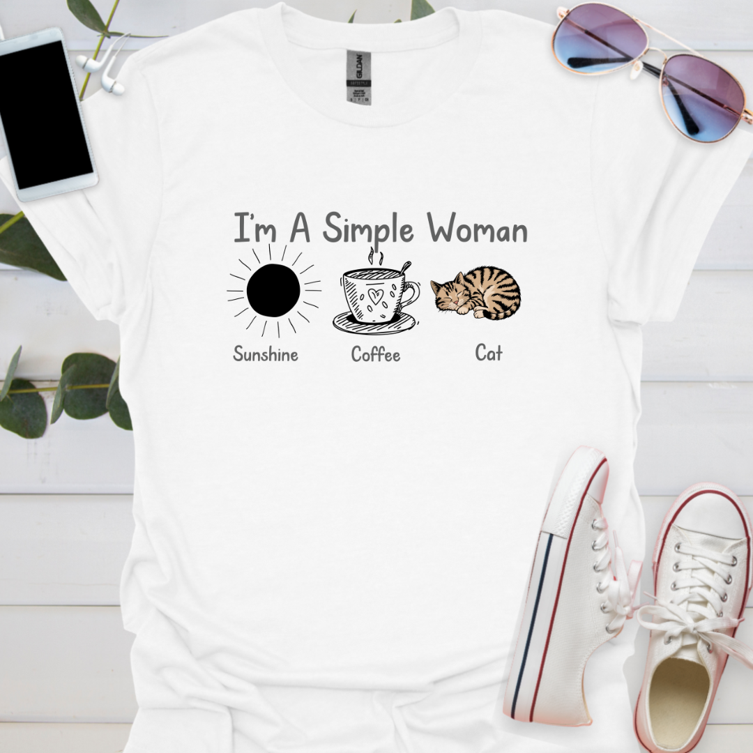 I'm a simple woman sun, coffee, cat.